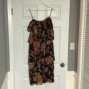 Club Monaco Black Floral Midi Dress
